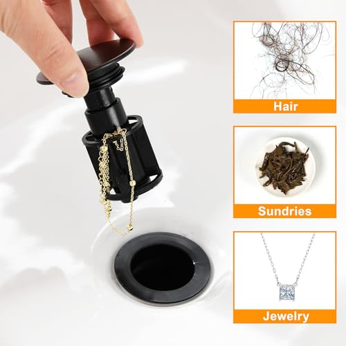 TIORIY Vessel Sink Drain Without Overflow, Plastic Bathroom Pop up Sink Drain Fit for 1 3/4 Inch Vessel Sink, Built-in Anti Clogging Sink Stopper, Oil Rubbed Bronze - color: No Overflow Oil Rubbed Bronze