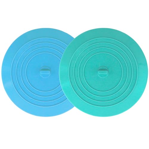 Bathtub Drain Stopper 2 Pack, 5 inches Silicone Tub Stopper Drain Cover, Bath Tub Plug Hair Stopper,Universal Flat Suction Hair Water Shower Stopper Bath Accessories (Blue&Green) - color: Blue&green