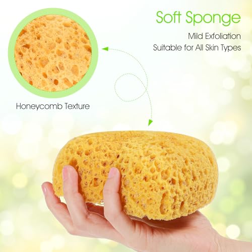 2Pcs Bath Sponge, 5.3 inch Curvy Exfoliating Foam Loofah, Large Shower Pouf Face Puff for Women, Men, Teenager Body Cleansing Supplies Sensitive Dry Skin - style: Classic