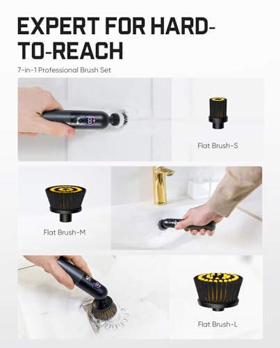Fanttik Flip G10 Nano HomeCare Cordless Electric Spin Scrubber, 360° High-Torque Rotation, 2-Speed & 3-Angle, IPX7 Waterproof Cleaning Brush with 15 Brush Heads for Grout, Tiles, Sinks, Crevices