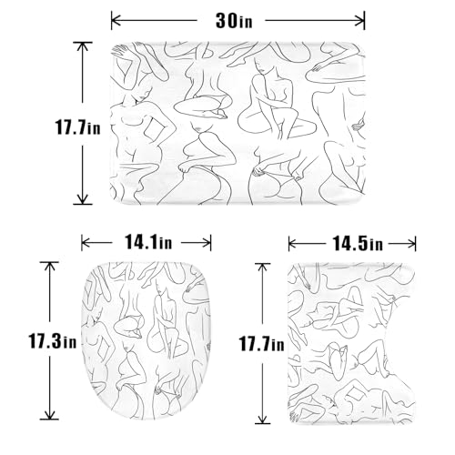 SVBright 4PCs Abstract Black White Bathroom Sets Women Line Shower Curtain Set 72Wx72H Modern Bathroom Rug Quick Dry Bath Rug Mat Toilet Mat U-Shape Cover Nonslip Washroom Decor Shower Accessories - color: A-03white（4pcs）, size: 72"W x 72"L (Pack of 4)