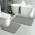 HOMORE Bathroom Rug Set 2 Piece,Soft Absorbent Bath Mats Set,Machine Washable Gray Bath Rug Sets for Bathroom Non Slip,(21"x34"+21"x21") Plush Shaggy U Shape Contour Toilet - color: Grey