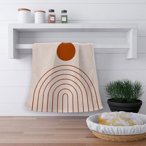 OHSUL Boho Kitchen Towels, Decorative Hand Towels for Bathroom, Orange Sun Sunshine Dish Tea Towels, Bohemian Decor, 16x24 Inch, Set of 2 - color: Color-6