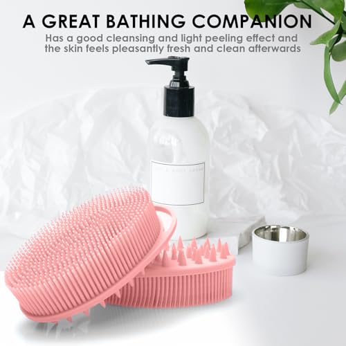 Silicone Body Scrubber – Dual-Sided Silicone Loofah for Shower, Soft Exfoliating Body Bath Shower Scrubber Loofah Brush Easy-to-Clean for Sensitive Kids Women Men All Kinds of Skin, Set of 2 - color: Navy Blue and Pink