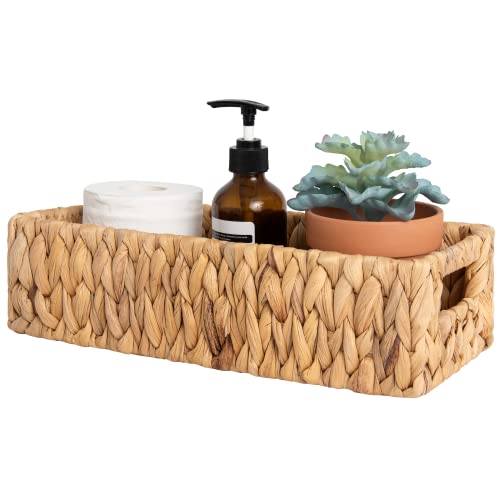 StorageWorks Water Hyacinth Basket for Toilet Paper, Wicker Baskets for Storage with Built-in Handles, 14 ¼"L x 6 ½"W x 3 ¾"H - color: Natural (Water Hyacinth), size: 14¼" L x 6¾" W x 3¾" H
