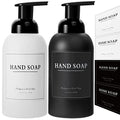 rejomiik 2 Pack Foaming Soap Dispenser Thick Glass Foam Hand Soap Dispenser for Bathroom or Kitchen Sink, 13 oz Pump Bottles for Hand soap, Body Wash, Matte Black and White - color: Black and White