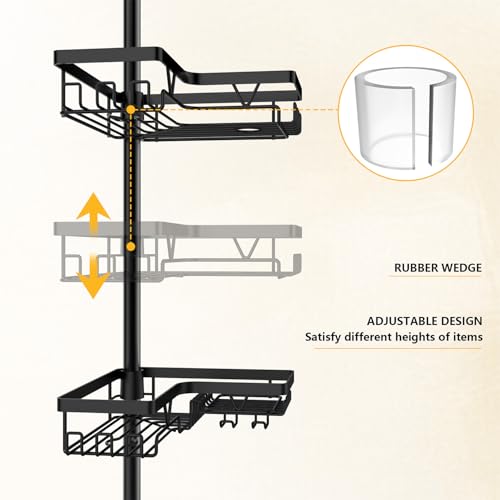 DAOYA Corner Shower Caddy - 4-Tier Shower Caddy Tension Pole with 2 Removable Soap holders Bathroom Shampoo Holder for Bathtub & Corner, Black, Floor to Ceiling 25-114.2 inch - color: Black-1