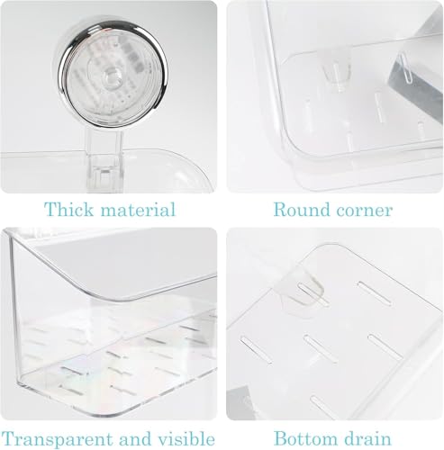 2 Pack Bath Toy Storage Organizer,Kids Bathtub Toy Holder with Drain Holes,clear Powerful Suction Shower Caddy for Bathtub,No Drilling Shower Caddy Suction Cup for Bathroom,Kitchen