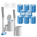 2 Pack Disposable Toilet Brush and Holder Set,Extended Handle with 48 Cleaner Refills Toilet Brush for Toilet Bowl Cleaners,Bathroom Cleaning, Bathtub - Blue (Ocean Fresh Scent) - size: 2 set+48 refills-Blue