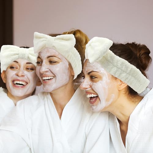 Semato 8 Pcs Creamy White Spa Headband Bachelorette Party Favor Set Skincare Headbands for Women Gifts and Party Supplies (creamy white) - color: creamy white