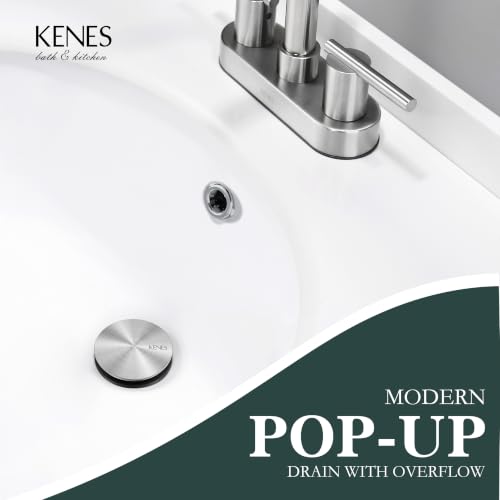 KENES 2 Pack Bathroom Sink Drain Stopper Pop up Sink Drain with Overflow, Brushed Nickel Lavatory Bathroom Vanity Sink Drain Assembly, Built-in Anti-Clogging Strainer - color: Brushed Nickel X 2, size: Big Pop up Cap (With Overflow)