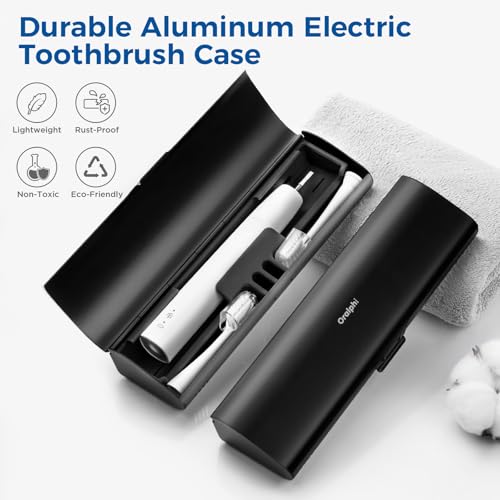 Aluminum Electric Toothbrush Travel Case, 2 in 1 Travel Toothbrush Holder for Oral B/Oral-B Pro 1000 1500 5000 and Most Electric Toothbrush for Traveling, Removable Silicone Liner-Black - color: Black