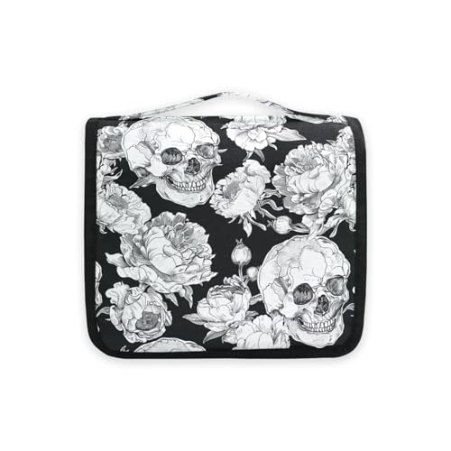 MNSRUU Hanging Toiletry Bag Goth Skull Makeup Bag Portable Travel bag for Toiletries Organizer Bags for Women Men, Travel-Essentials Bag - color: Skull 03