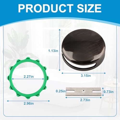 18009-BN Bathtub Overflow Plate Kit,Snap-On Installation Overflow Drain Cover,3 1/8 Fits Most Standard-Sized Bathtubs Drain