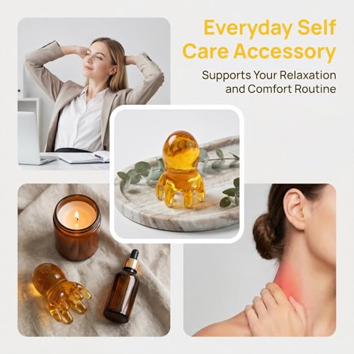 NIIIYTYB 2Pcs Head Massage Tools Scalp Massager Scraper for Deep Relaxation Acupressure Massager Japanese Spa Hair Care Tool for Home Office Travel Amber - color: Amber