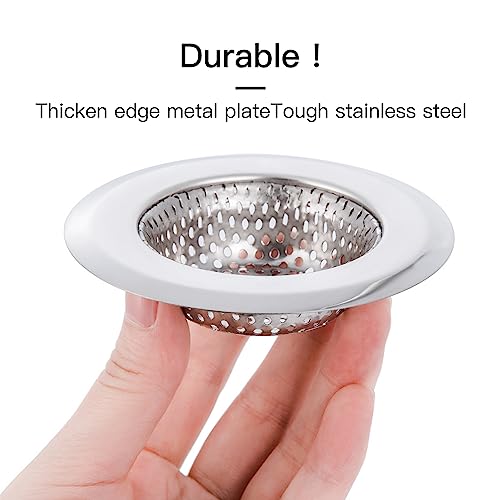 CORNERJOY 4 Pack Heavy Duty Stainless Steel Kitchen Sink Drain Strainer, Bathroom Hair Catcher Shower Drain Cover, Sink Tub Drain Stopper, Wash Basin Floor Drain, 2.1 to 4.5 Inch Diameter Rim