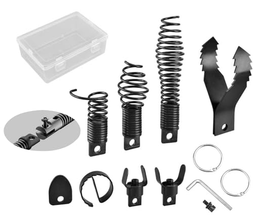 8-Piece Drain Snake Kit for 5/16" to 3/4" Cables – Heavy-Duty Manganese Steel Cutters for Roots, Grease & Stubborn Clogs – Includes Storage Case & Metal Ring - style: 8-piece
