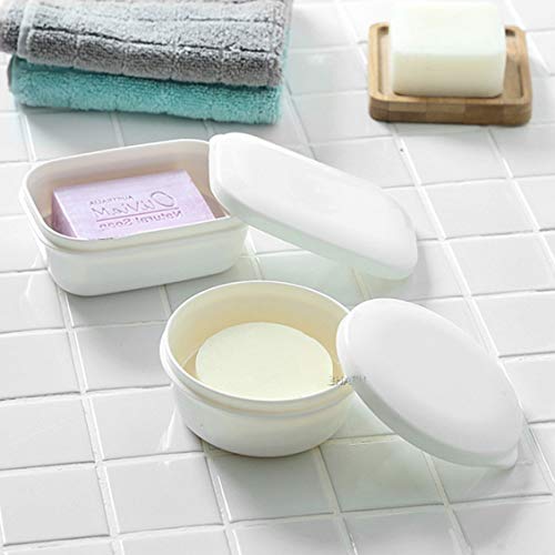 [LENITH] Travel Soap Dish Soap Case Holder Portable Clear Soap Container Box Bathroom/Gym Shower/Outdoor Camping (Round White) - color: Round White