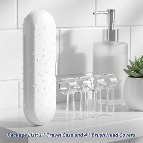 Electric Toothbrush Travel Case for Oral-B Toothbrushes - 4 Pcs Toothbrush Head Covers Compatible with Oral B Electric Toothbrush Heads (White) - color: White