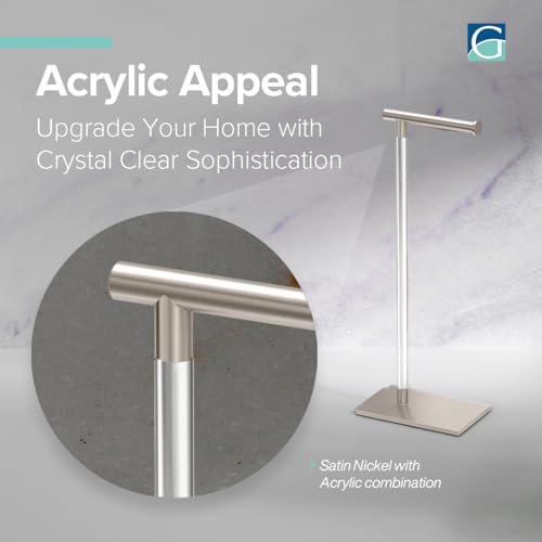 Modern Toilet Paper Holder and Vanity Towel Holder Set, Crystal Clear Acrylic/Satin Nickel Freestanding Tissue Holder, Gatco Luxury Bathroom Housewarming Gift - color: Satin Nickel/Acrylic
