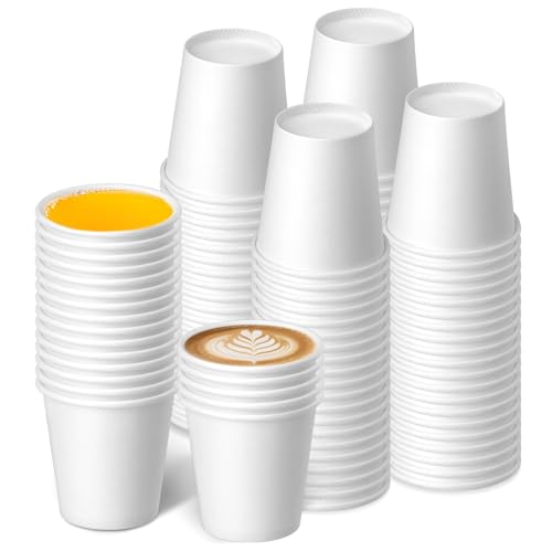 3 oz 100 Pack Disposable Paper Cups, Bathroom Mouthwash Cups, Espresso Disposable Cups for Bathroom, Snack, Espresso, Mouthwash (White) - color: White, size: 100 Count