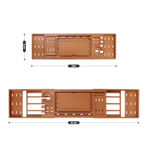 Bathtub Tray, Retractable Bathtub Rack for Bathtub, Sturdy and Waterproof Home Spa, Favored Gift by Lady Teak Color