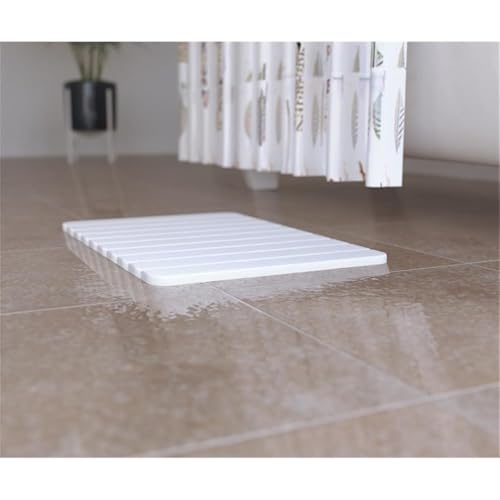 Pemberly Row 24x15 Modern Diatomite Stone Medium Bath Mat in White