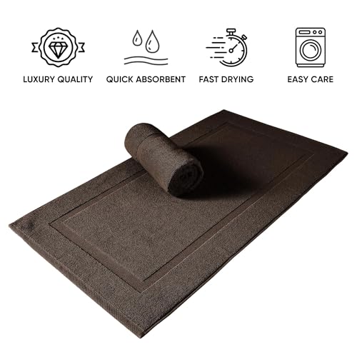 SALBAKOS 100% Turkish Cotton Bath Mat Set 2-Piece - 20x34 inch, Hotel & Spa Collection, Soft, Absorbent, Long Lasting, Durable Bathroom Rugs | Made in Turkey (Chocolate, 2 Bath Mats) - color: Chocolate, size: 2 Bath Mats