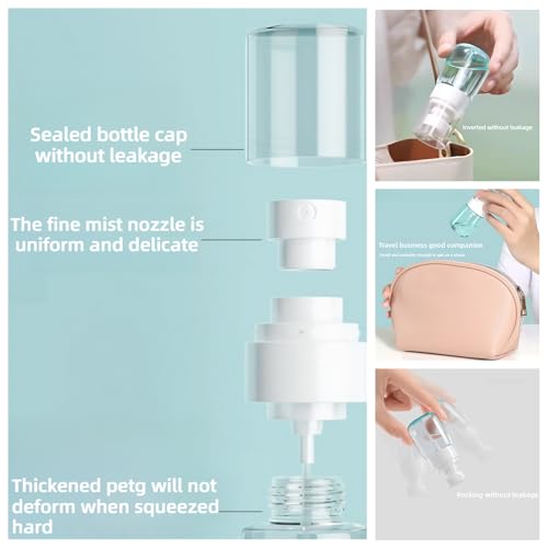 6 Pack 1oz 30ml Travel Spray Bottles TSA Approved - Leakproof Plastic Fine Mist Sprayers for Toiletries, Skincare & Plants, Portable Mini Sprayer Set with Secure Caps & Assorted Colors