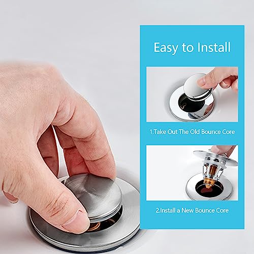 Universal Sink Stopper with Hair Catcher, Faster Drainage, Bathroom Sink Drain Strainer in Brass, Pop Up Drain Cover, Basin Plug for 1.04~1.97 Inch Drain Hole - color: 1.04-1.97" Single Piece