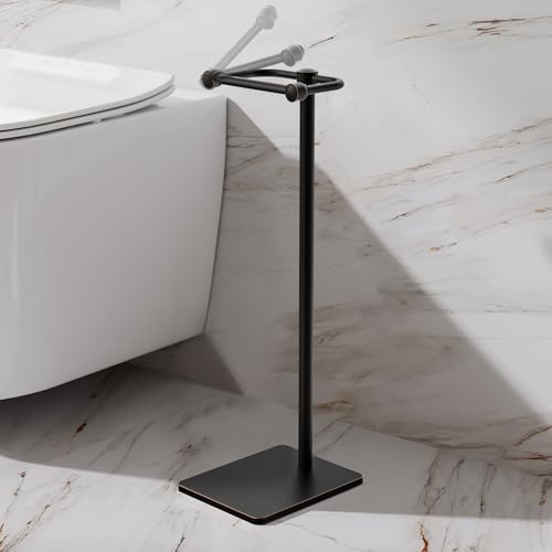 RUACQ Toilet Paper Holder Stand, Bathroom Toilet Paper Roll Holder Free Standing, Toilet Tissue Holder Stand with Post Pivoting Design, Stable Weighted Base, SUS304 Stainless Steel (Oil Rubbed Bronze) - color: Oil Rubbed Bronze, size: Free Standing