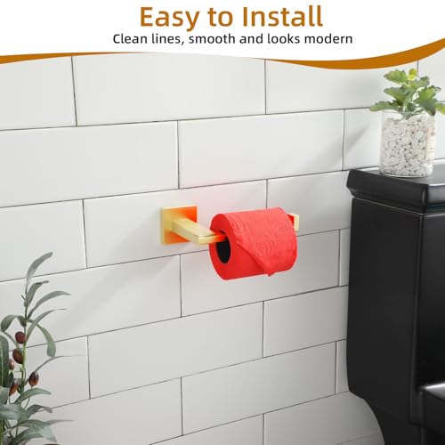 KOKOSIRI Toilet Paper Holder Gold Tissue Paper Dispenser for Kitchen Bathroom Washroom Toilet Roll Holder Stainless Steel, Wall Mounted B2006BG - color: Gold