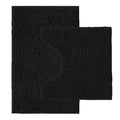 Bathroom Rugs Sets 2 Piece,Super Absorbent Chenille Bath Mats and U-Shaped Toilet Rug,Strong PVC Non Slip Backing,Microfiber Washable Dry Quickly Bath Mats for Bathroom(20"x32"+20"x20"U, Black) - color: Black