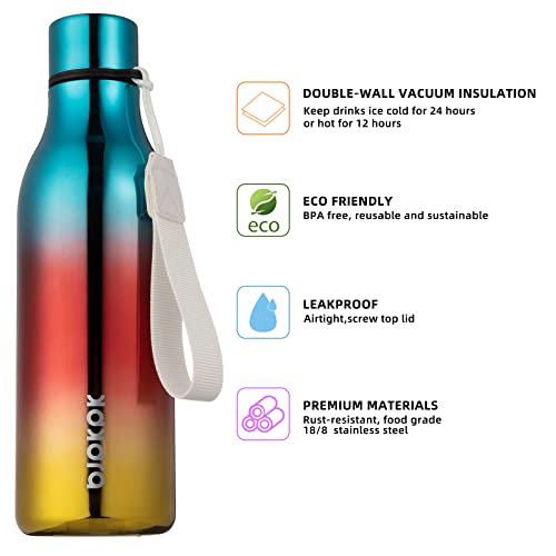 BJPKPK Insulated Water Bottles, 18 oz Stainless Steel Metal Water Bottle with Strap, BPA Free Leak Proof Jugs,Mugs,Flasks, Reusable Thermal Flasks for Sports & Travel, Caribbean Sunrise - color: Caribbean Sunrise, size: 18 Ounces, style: 18oz