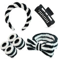 7 Pcs Spa Set, Facial Headband and Wristband Set, Skincare Accessories, College Style Girl Gift, Hair Accessories for Women and Girls（Black White Stripe ） - color: Black White Stripe