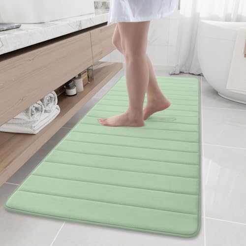 Buganda Memory Foam Bath Mat, 70" x 24", Ultra Soft Bathroom Rugs, Water Absorbent and Machine Washable Bath Rug Runner for Bathroom, Shower, and Tub, Sage Green - color: Sage Green, size: 70" X 24"