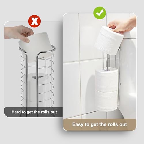 Toilet Paper Holder with Storage Extra 6 Roll Tissue, Over The Tank Toilet Paper Roll Holder Wall Mount, Brushed Nickel and Chrome Tissue Holder for Bathroom, RV Toilet Paper Holder with Shelf, 2Pcs - color: Silver, 2pcs, 12.99in