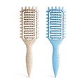 Curl Defining Brush for Curly Hair, Vented Detangling Hair Brush for Wet and Dry Styling, Curved Brush for Shaping and Smoothing Curl Clumps, Lightweight Hair Brush (Blue Beige) - color: Blue Beige