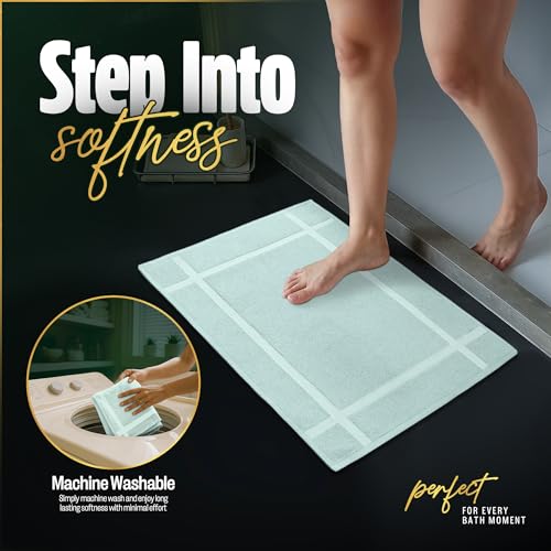 Pearl Linens Pack of 6 100% Cotton Bath Mat 18x25 inches, Soft & Absorbent Quick Dry Bathroom Mat Set, Not Bathroom Rugs, After Shower Mat, Bath Tub Mat, 781 GSM, Machine Washable, Mint Green - color: Mint Green, size: 18x25 - Set of 6