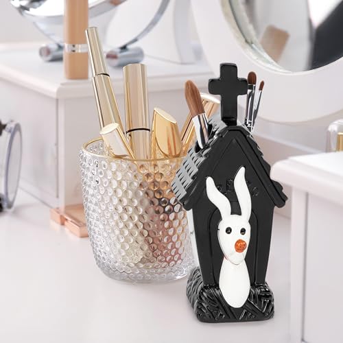 Jay Franco Disney Nightmare Before Christmas Toothbrush Holder - Black & White Resin Pencil Holder Features Zero - Bathroom Storage - color: Black - Nightmare Before Christmas