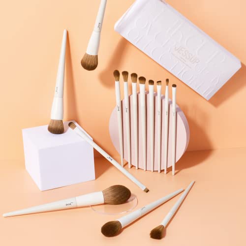 Jessup Makeup Brushes 14Pcs Makeup Brush Set Premium Synthetic Powder Foundation Contour Blush Concealer Eye Shadow Blending Liner Make Up Brush Kit Light Grey T329 - color: A-Light Grey-14pcs, size: Full Brush Set