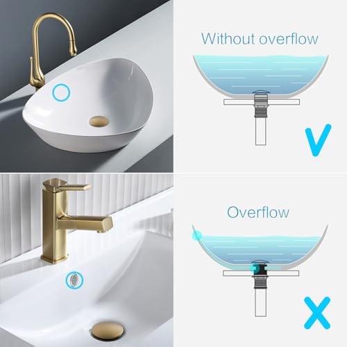 KAIYING Pop Up Drain, Bathroom Sink Drain Stopper, Vessel Sink Drain Assembly with Detachable Basket Stopper, Anti-Explosion and Anti-Clogging Drain Strainer (NO Overflow, Brushed Brass) - color: Brushed Brass, style: NO Overflow