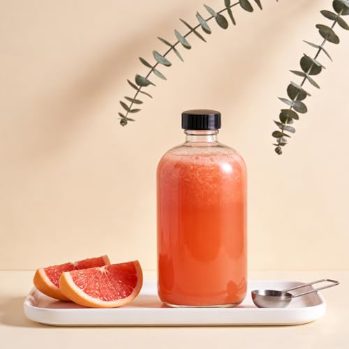 3 Pack,16 OZ Clear Glass Bottles Boston Round Sample Refillable Bottles with Black Caps, Perfect Glass Containers for kombucha, Secondary Fermentation,Storing condiment,Homemade Essential Oils - color: Clear