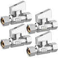 4 Pack Premium Chrome Brass 3/8" Comp FIP x 3/8 Inch Compression MIP Quarter Turn Water Straight Angle Stop (Add on) Valve - size: 4PCS 3/8" x 3/8"