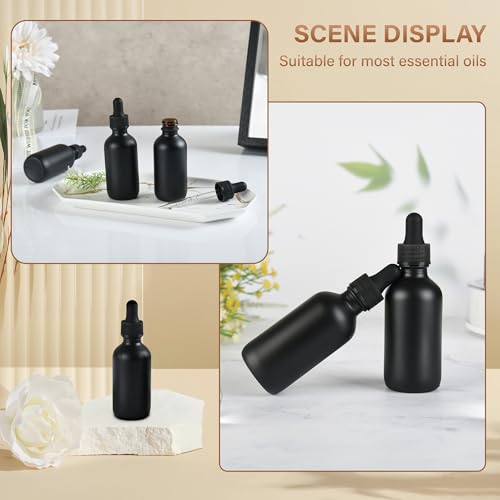 NOOEEISS 12 Pcs, 2oz Dropper Bottle, Black Glass Eye Dropper Bottle, Tincture Bottles with Dropper, Pretty Finish, Leak-Proof Design, Stronger Suction for All Kinds of Mixed Liquids - color: Black Frosted, size: 2oz-12Pack