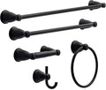 Franklin Brass 5-Piece Matte Black Bathroom Set (2) Towel Racks, Ring, Toilet Paper Holder, Hook | Kinla Bath Accessories - color: Matte Black, style: 5-Piece Bath Accessory Set