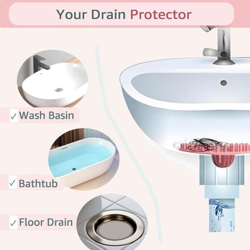 Silicone Hair Catcher for Shower Drain & Bathtub – 3 Pack (Grey/Blue/Pink), Anti-Clog Drain Strainer with Strong Suction, Easy Install, for Bathroom, Kitchen & Pet Hair (Patented)
