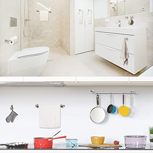 Cilee 10 Piece Brushed Nickel Bathroom Hardware Set, 24 inch Brushed Nickel Towel bar Towel Ring Toilet Paper Holder Robe Towel Hook, SUS304 Stainless Steel Bathroom Accessory Set - color: 1 Brushed Nickel, size: 24inch