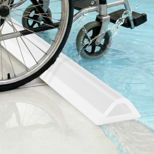 138in Shower Threshold Water Dam, Self-Adhesive Silicone Water Barrier for Wet/Dry Separation, Collapsible Seal Strip for Walk-In Showers, Bathtubs, Kitchen Sinks, Wheelchair Accessible Ramp Design - color: transparent, size: 3.5 m / 138 in