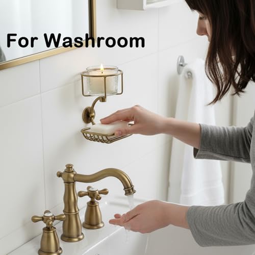 Bar Soap Holder Wall Mounted, Soap Container with Candle/Vase Holder, Farmhouse Elegant Rustic Bathroom Decor, Soap Dish for Shower Bathtub - color: Vintage